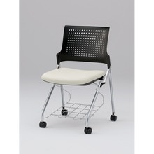 モノンチェア ネスタブルタイプ KLD217DLRZ5T1C8　樹脂メッシュバック・肘なし・棚付 ビニールレザー DL張地［C8/オフホワイト］