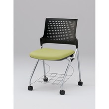 モノンチェア ネスタブルタイプ KLD217DLRZ5T1L8　樹脂メッシュバック・肘なし・棚付 ビニールレザー DL張地［L8/アボカドグリーン］