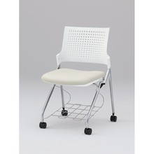 モノンチェア ネスタブルタイプ KLD217DLRZ5W9C8　樹脂メッシュバック・肘なし・棚付 ビニールレザー DL張地［C8/オフホワイト］