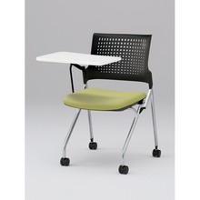 モノンチェア ネスタブルタイプ KLD218DL-Z5T1L8　樹脂メッシュバック・メモ台付 ビニールレザー DL張地［L8/アボカドグリーン］