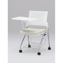 モノンチェア ネスタブルタイプ KLD218DLRZ5W9C8　樹脂メッシュバック・メモ台付・棚付 ビニールレザー DL張地［C8/オフホワイト］