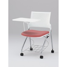 モノンチェア ネスタブルタイプ KLD218DLRZ5W9M6　樹脂メッシュバック・メモ台付・棚付 ビニールレザー DL張地［M6/コーラルピンク］