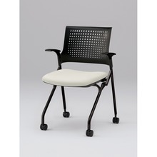 モノンチェア ネスタブルタイプ KLD219DL-T1T1C8　樹脂メッシュバック・肘付 ビニールレザー DL張地［C8/オフホワイト］