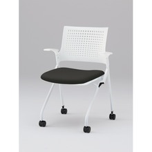 モノンチェア ネスタブルタイプ KLD219DL-W9W9T1　樹脂メッシュバック・肘付 ビニールレザー DL張地［T1/ブラック］