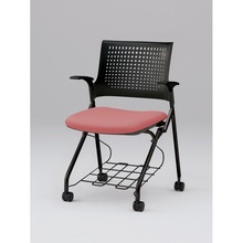 モノンチェア ネスタブルタイプ KLD219DLRT1T1M6　樹脂メッシュバック・肘・棚付 ビニールレザー DL張地［M6/コーラルピンク］