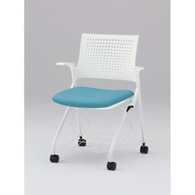 モノンチェア ネスタブルタイプ KLD219DLRW9W9S4　樹脂メッシュバック・肘・棚付 ビニールレザー DL張地［S4/ストロングブルー］