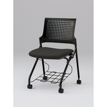 モノンチェア ネスタブルタイプ KLD227DLRT1T1T1　クロスバック・肘なし・棚付 ビニールレザー DL張地［T1/ブラック］