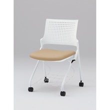 モノンチェア ネスタブルタイプ KLD227DLRW9W9K6　クロスバック・肘なし・棚付 ビニールレザー DL張地［K6/フラックスベージュ］