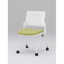モノンチェア ネスタブルタイプ KLD227DLRW9W9L8　クロスバック・肘なし・棚付 ビニールレザー DL張地［L8/アボカドグリーン］