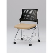 モノンチェア ネスタブルタイプ KLD227DLRZ5T1K6　クロスバック・肘なし・棚付 ビニールレザー DL張地［K6/フラックスベージュ］