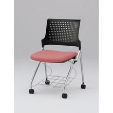 モノンチェア ネスタブルタイプ KLD227DLRZ5T1M6　クロスバック・肘なし・棚付 ビニールレザー DL張地［M6/コーラルピンク］