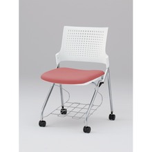 モノンチェア ネスタブルタイプ KLD227DLRZ5W9M6　クロスバック・肘なし・棚付 ビニールレザー DL張地［M6/コーラルピンク］