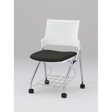 モノンチェア ネスタブルタイプ KLD227DLRZ5W9T1　クロスバック・肘なし・棚付 ビニールレザー DL張地［T1/ブラック］