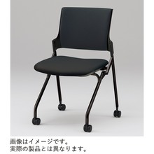 モノンチェア ネスタブルタイプ KLD227PVRW9W9T1　クロスバック・肘なし・棚付 抗ウイルス加工 PV張地［T1/ブラック］