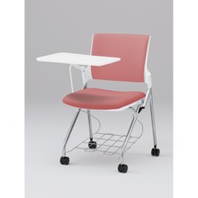 モノンチェア ネスタブルタイプ KLD228DLRZ5W9M6　クロスバック・メモ台付・棚付 ビニールレザー DL張地［M6/コーラルピンク］