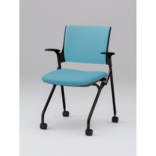 モノンチェア ネスタブルタイプ KLD229DL-T1T1S4　クロスバック・肘付 ビニールレザー DL張地［S4/ストロングブルー］