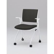 モノンチェア ネスタブルタイプ KLD229DLRW9W9T1　クロスバック・肘・棚付 ビニールレザー DL張地［T1/ブラック］
