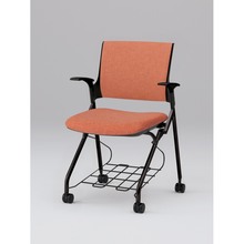 モノンチェア ネスタブルタイプ KLD229SART1T1D4　クロスバック・肘・棚付 SA張地［D4/パーシモンオレンジ］