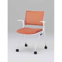 モノンチェア ネスタブルタイプ KLD239JE-W9W9D4　メッシュバック・肘付 JE張地［D4/パーシモンオレンジ］