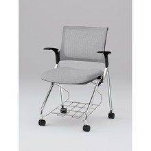 モノンチェア ネスタブルタイプ KLD239JERZ9T1T7　メッシュバック・肘・棚付 JE張地［T7/ホワイトグレー］