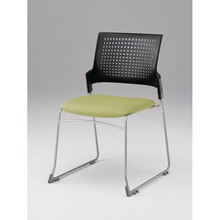 モノンチェア スタッキングタイプ KLD410DL-Z5T1L8　樹脂メッシュバック・肘なし ビニールレザー DL張地［L8/アボカドグリーン］