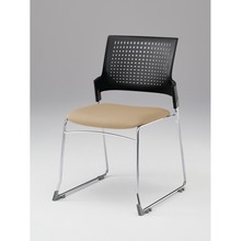 モノンチェア スタッキングタイプ KLD410DL-Z9T1K6　樹脂メッシュバック・肘なし ビニールレザー DL張地［K6/フラックスベージュ］