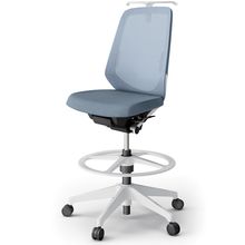 ノートチェア ハイポジションタイプ  KJ-150JEHP-W9B4 ハイバック / 樹脂脚 / ランバーサポート / ハンガー / テクスチャードメッシュ 抵抗ウレタン双輪キャスター ［W9×ダックブルー］