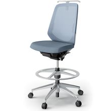 ノートチェア ハイポジションタイプ  KJ-150JEHP-ZNB4 ハイバック / アルミ脚 / ランバーサポート / ハンガー / テクスチャードメッシュ 抵抗ウレタン双輪キャスター ［ZN×ダックブルー］