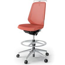 ノートチェア ハイポジションタイプ  KJ-150JEHP-ZND4 ハイバック / アルミ脚 / ランバーサポート / ハンガー / テクスチャードメッシュ 抵抗ウレタン双輪キャスター ［ZN×パーシモンオレンジ］