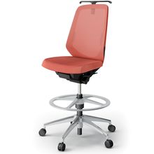 ノートチェア ハイポジションタイプ  KJ-150JEHP-ZTD4 ハイバック / アルミ脚 / ランバーサポート / ハンガー / テクスチャードメッシュ 抵抗ウレタン双輪キャスター ［ZT×パーシモンオレンジ］