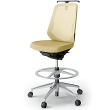 ノートチェア ハイポジションタイプ  KJ-150JEHP-ZTU6 ハイバック / アルミ脚 / ランバーサポート / ハンガー / テクスチャードメッシュ 抵抗ウレタン双輪キャスター ［ZT×カナリアイエロー］