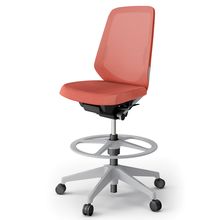 ノートチェア ハイポジションタイプ  KJ-150JEP-GND4 ハイバック / 樹脂脚 / ランバーサポート / テクスチャードメッシュ 抵抗ウレタン双輪キャスター ［GN×パーシモンオレンジ］