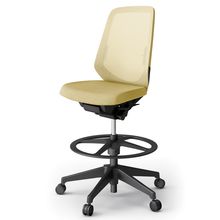 ノートチェア ハイポジションタイプ  KJ-150JEP-T1U6 ハイバック / 樹脂脚 / ランバーサポート / テクスチャードメッシュ 抵抗ウレタン双輪キャスター ［T1×カナリアイエロー］
