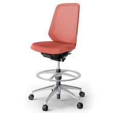 ノートチェア ハイポジションタイプ  KJ-150JEP-ZND4 ハイバック / アルミ脚 / ランバーサポート / テクスチャードメッシュ 抵抗ウレタン双輪キャスター ［ZN×パーシモンオレンジ］