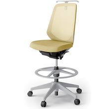 ノートチェア ハイポジションタイプ  KJ-170JEHP-GNU6 ハイバック / 樹脂脚 / ハンガー / テクスチャードメッシュ 抵抗ウレタン双輪キャスター ［GN×カナリアイエロー］
