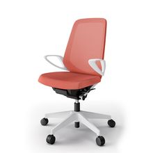 ノートチェア  KJ-176JE-W9D4 ハイバック / 樹脂脚 / ループ肘 / テクスチャードメッシュ ナイロン双輪キャスター ［W9×パーシモンオレンジ］