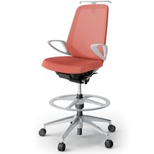 ノートチェア ハイポジションタイプ  KJ-176JEHP-ZND4 ハイバック / アルミ脚 / ループ肘 / ハンガー / テクスチャードメッシュ 抵抗ウレタン双輪キャスター ［ZN×パーシモンオレンジ］