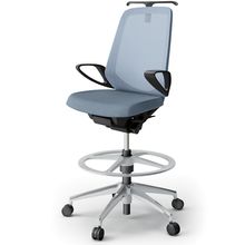 ノートチェア ハイポジションタイプ  KJ-176JEHP-ZTB4 ハイバック / アルミ脚 / ループ肘 / ハンガー / テクスチャードメッシュ 抵抗ウレタン双輪キャスター ［ZT×ダックブルー］