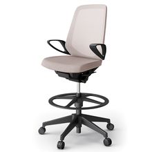 ノートチェア ハイポジションタイプ  KJ-176JEP-T1F6 ハイバック / 樹脂脚 / ループ肘 / テクスチャードメッシュ 抵抗ウレタン双輪キャスター ［T1×グレイッシュブラウン］