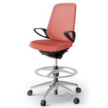 ノートチェア ハイポジションタイプ  KJ-176JEP-ZTD4 ハイバック / アルミ脚 / ループ肘 / テクスチャードメッシュ 抵抗ウレタン双輪キャスター ［ZT×パーシモンオレンジ］