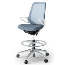 ノートチェア ハイポジションタイプ  KJ-176JEP-ZWB4 ハイバック / アルミ脚 / ループ肘 / テクスチャードメッシュ 抵抗ウレタン双輪キャスター ［ZW×ダックブルー］