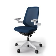 ノートチェア  KJ-177JV1W9B2 ハイバック  樹脂脚  アジャスタブル肘  ランバーサポートなし 抗ウイルス加工 プレーンメッシュバック ナイロン双輪キャスター ［W9×ネイビーブルー］