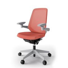 ノートチェア  KJ-177JE2GND4 ハイバック / 樹脂脚 / アジャスタブル肘 / テクスチャードメッシュ ナイロン双輪キャスター ［GN×パーシモンオレンジ］