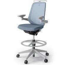 ノートチェア ハイポジションタイプ  KJ-177JEHP2GNB4 ハイバック / 樹脂脚 / アジャスタブル肘 / ハンガー / テクスチャードメッシュ 抵抗ウレタン双輪キャスター ［GN×ダックブルー］