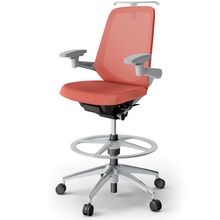 ノートチェア ハイポジションタイプ  KJ-177JEHP2ZND4 ハイバック / アルミ脚 / アジャスタブル肘 / ハンガー / テクスチャードメッシュ 抵抗ウレタン双輪キャスター ［ZN×パーシモンオレンジ］