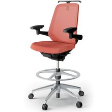 ノートチェア ハイポジションタイプ  KJ-177JEHP2ZTD4 ハイバック / アルミ脚 / アジャスタブル肘 / ハンガー / テクスチャードメッシュ 抵抗ウレタン双輪キャスター ［ZT×パーシモンオレンジ］