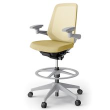 ノートチェア ハイポジションタイプ  KJ-177JEP2GNU6 ハイバック / 樹脂脚 / アジャスタブル肘 / テクスチャードメッシュ 抵抗ウレタン双輪キャスター ［GN×カナリアイエロー］