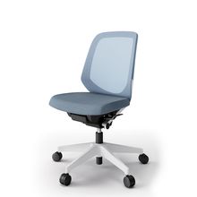 ノートチェア  KJ-160JE-W9B4 ローバック / 樹脂脚 / ランバーサポート / テクスチャードメッシュ ナイロン双輪キャスター ［W9×ダックブルー］
