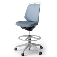 ノートチェア ハイポジションタイプ  KJ-180JEHP-GNB4 ローバック / 樹脂脚 / ハンガー / テクスチャードメッシュ 抵抗ウレタン双輪キャスター ［GN×ダックブルー］