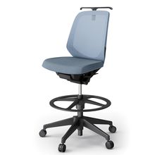 ノートチェア ハイポジションタイプ  KJ-180JEHP-T1B4 ローバック / 樹脂脚 / ハンガー / テクスチャードメッシュ 抵抗ウレタン双輪キャスター ［T1×ダックブルー］